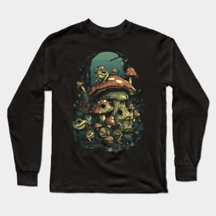 Cottagecore Frogs And Shrooms Long Sleeve T-Shirt